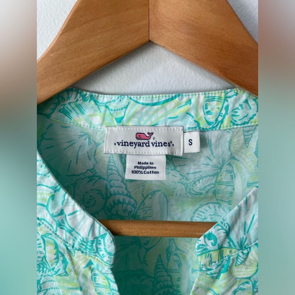 Vineyard Vines Aqua Shell Pattern Long Sleeve Blo… - image 4